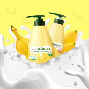 WELCOS Kwailnara Banana Milk Body Cleanser/ Молочно- фруктовый гель для душа с экстрактом банана 560 мл.